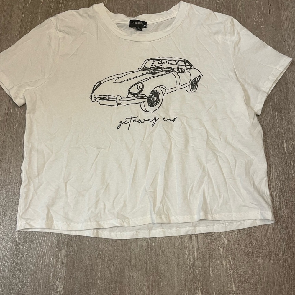 Taylor Swift Getaway Car White Cropped Tee From Dry Goods